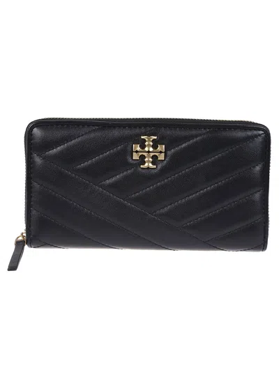 Tory Burch Kira Quilted Leather Zip-around Wallet In Black