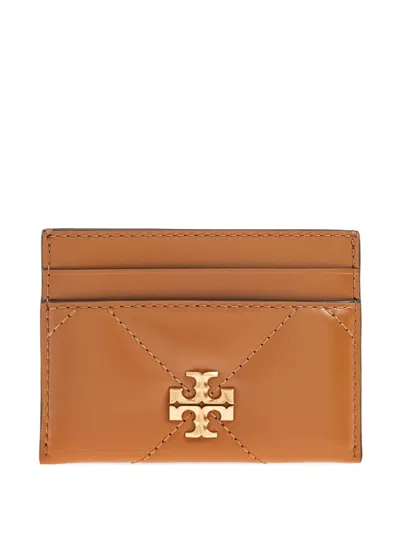 Tory Burch Kira Quilted-logo Cardholder In Brown