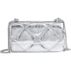 Tory Burch Kira Quilted Metallic Leather Crossbody Bag In Silver