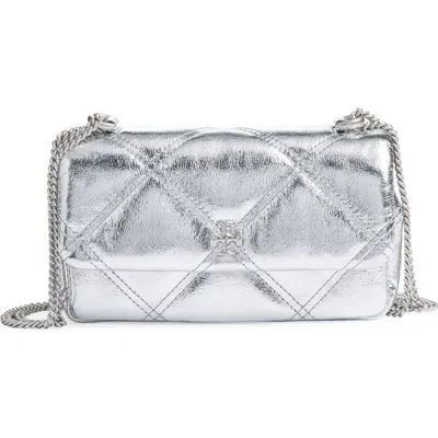 Tory Burch Kira Quilted Metallic Leather Crossbody Bag In Silver