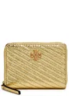 Tory Burch Kira Quilted Metallic Leather Wallet In Gold