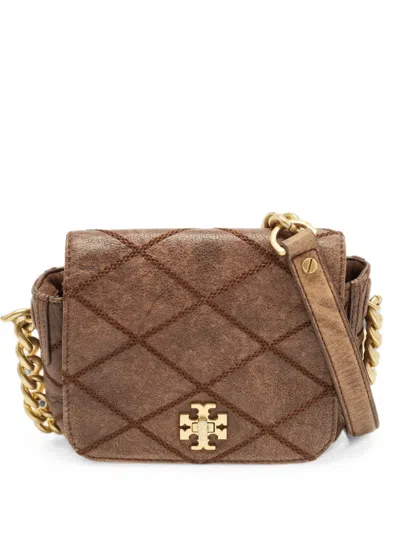 Pre-owned Tory Burch Kira Quilted Mini Crossbody Bag In Brown