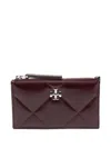 Tory Burch Kira Quilted Zip-top Card Holder In Brown