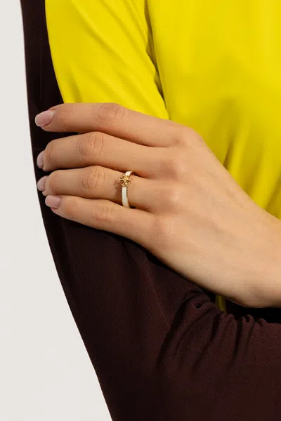 Tory Burch ‘kira' Ring With Logo In White