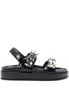 Tory Burch Kira Embellished Leather Dual-band Sport Sandals In 黑色