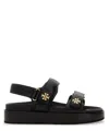 Tory Burch Kira Leather Dual-band Sport Sandals In Black