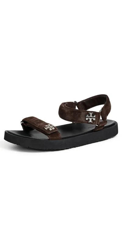 Tory Burch Kira Sandals Dark Cocoa/perfect Black In Brown