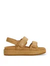 Tory Burch Raffia Kira Open Toe Textured Sole Sandals In White