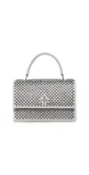 Tory Burch Kira Satin Embellished Mini Top Handle Bag Light Titanium In Silver