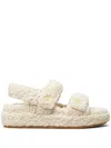 Tory Burch Shearling Double-strap Sandals Platform Sole In White