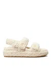 Tory Burch Shearling Double-strap Sandals Platform Sole In White