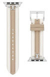 Tory Burch Kira Leather Apple Watch® Strap, 20mm In Brown