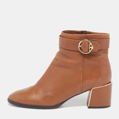 Pre-owned Tory Burch Kira Size 36 Brown Leather Ankle Length Boots
