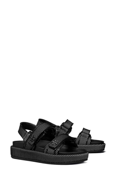 Tory Burch Kira Slingback Sport Platform Sandal In Perfect Black / New Ivory