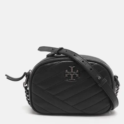 Pre-owned Tory Burch Kira Small Black Chevron Leather Crossbody Bag