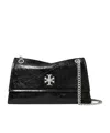 Tory Burch Kira Black Crossbody Bag With Chain Strap And Metallic Logo On The Front In Leather Woman In Black