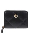 Tory Burch Kira Small Diamond Quilt Zip Around Wallet In Black