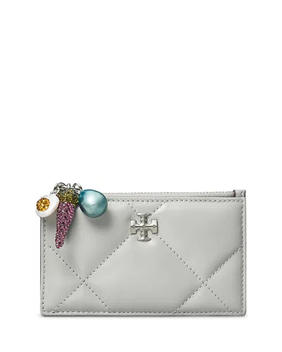 Tory Burch Kira Small Diamond Quilted Leather Zip Around Wallet In Purple
