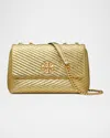 Tory Burch Kira Small Metallic Quilted Convertible Shoulder Bag In Gold