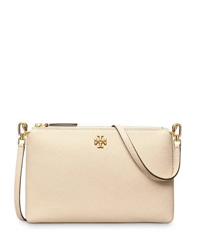 Tory Burch Kira Zip Pebbled Leather Crossbody Bag In White
