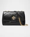 Tory Burch Kira Diamond Quilted Leather Small Convertible Shoulder Bag In Black