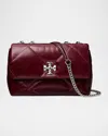 Tory Burch Kira Distressed Diamond Quilted Leather Convertible Shoulder Bag In Red
