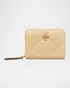 Tory Burch Kira Pave Logo Diamond Quilted Leather Wallet In Vanilla Soft Serve