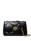 Tory Burch Small Kira Diamond Quilted Convertible Leather Shoulder Bag In Black