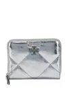 Tory Burch Metallic Quilted Wallets And Card Holders In Silver