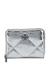 Tory Burch Metallic Quilted Wallets And Card Holders In Silver