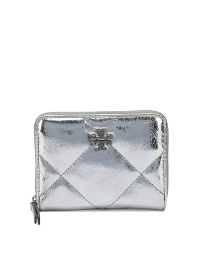 Tory Burch Kira Small Zip Wallet In Silver