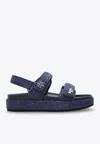 Tory Burch Woven Strap Platform Sandals In Blue