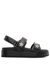 Tory Burch Kira Sport Leather Sandals In Black