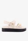 Tory Burch Pave Geo Bombe Miller Low Heel Sandal Shoes In Ivory