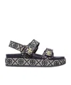 Tory Burch 35mm T Mono Kira Sport Jacquard Sandals In Black