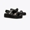 Tory Burch Kira Leather Dual-band Sport Sandals In Black