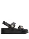 Tory Burch Kira Leather Dual-band Sport Sandals In Black  