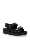 TORY BURCH 'KIRA SPORT' BLACK SANDALS WITH LOGO DETAIL IN LEATHER WOMAN