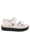 Tory Burch Pave Geo Bombe Miller Low Heel Sandal Shoes In White