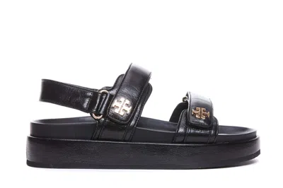 Tory Burch Kira Leather Slingback Sandals In Black