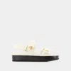 Tory Burch Leather Sandals With Metal Monogram In White