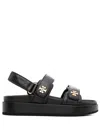 Tory Burch Kira Leather Dual-band Sport Sandals In Black