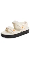 Tory Burch Pave Geo Bombe Miller Low Heel Sandal Shoes In New Ivory