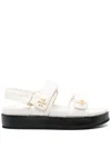 Tory Burch Pave Geo Bombe Miller Low Heel Sandal Shoes In White