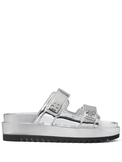Tory Burch Kira Burch Slide In Argento/perfect Black