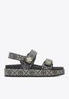 Tory Burch Kira Sports Monogram Slingback Flat Sandals In Blue