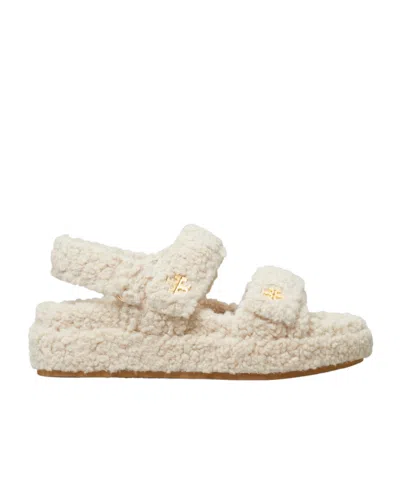 TORY BURCH KIRA FAUX-SHEARLING SANDALS