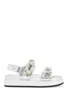Tory Burch Kira Sports Sandals With Crystals In Argento (silver)