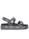 Tory Burch 35mm T Mono Kira Sport Jacquard Sandals In Blue