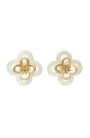 Tory Burch Kira Stacked Clover Stud Earrings In Neutral